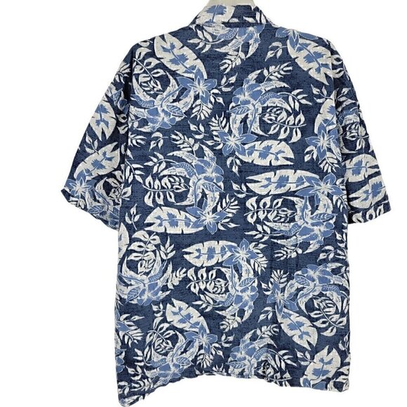 Vintage No Fear Men's XL Short Sleeve Hawaiian Blue Button Up Shirt oversized - Picture 4 of 4